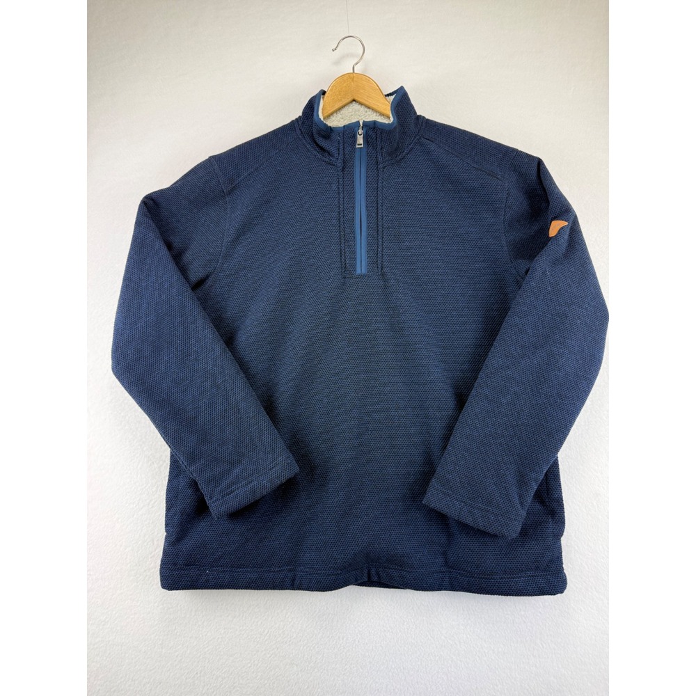 Orvis Quarter‎ Zip Pullover Mens Large Blue Sherpa Lined Textured Sweater
